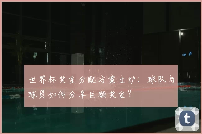 世界杯奖金分配方案出炉：球队与球员如何分享巨额奖金？